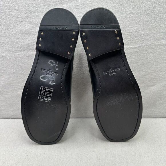 COACH Western Harness Derby Mens Size 8 D Loafers Black Cognac Leather Cordovan - Picture 7 of 8